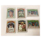 Six 1972 Topps Baseball Cards Featuring Players an Six 1972 Topps Baseball Cards Featuring Players an