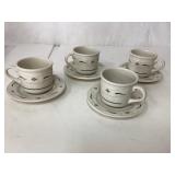 Four Homer Laughlin China Cups and Saucers with Gr Four Homer Laughlin China Cups and Saucers with Gr