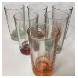 Six Large Glass Shot Glasses with Colored Bases