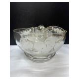 Vintage Punch Bowl With 12 Glasses Featuring Etche