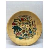 Vintage Handwoven Bamboo Bowl Featuring Florida Gr