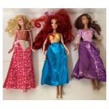 Three 11-Inch Princess Dolls in Assorted Dresses