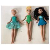 Three 9 1/2-Inch Dolls with Assorted Dresses