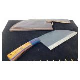 Handcrafted Chef Knife with Leather Sheath, Approx
