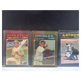 3 1971 Topps Baseball Cards: Reggie Jackson, Boog