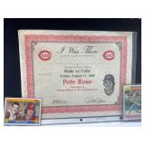 Pete Rose Reds Memorabilia Including 1984 Game Cer