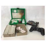 Lot Including First Aid Kit and Gaming Controller