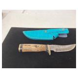 Custom Fixed Blade Knife With Wood Handle and Teal