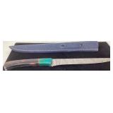 Damascus Steel Knife with Multicolor Handle and Sh