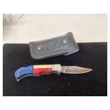 6 1/2-Inch Damascus Blade Folding Knife with Multi