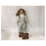 Jennifer Porcelain Doll with Box and Plush Toy by