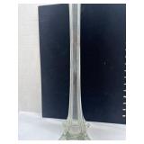 Clear Glass Bud Vase with Ribbed Design and Flat B