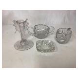 Crystal Vase and Cream and Sugar Set with Dish