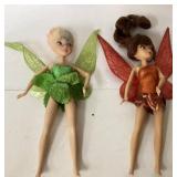 Two Winged Fairy Dolls with Green and Orange Costu
