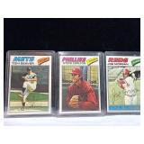 3 1977 Topps Baseball Cards: Tom Seaver, Steve Car
