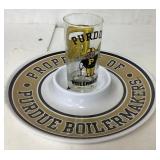 Purdue Boilermakers Platter and Glass Set