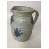 Handmade Ceramic Pitcher With Blue Floral Pattern