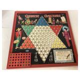 Vintage Chinese Checkers Board Game with Marbles,