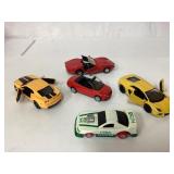Five Die-Cast Sports Cars with Opening Doors