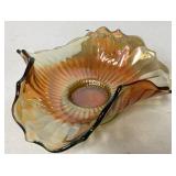 Iridescent Glass Bowl with Scalloped Edge, Approxi