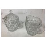 Fostoria American Creamer and Sugar Bowl with Lid