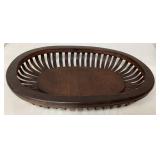 Wooden Slatted Oval Basket, Approximately 9 1/2 x