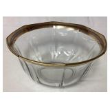 Clear Glass Bowl With Gold Trim, Approximately 4 I