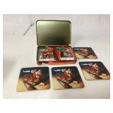 Coca-Cola Themed Playing Cards and Coasters in Tin