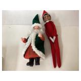 Santa Claus and Elf Figures, 12-Inch and 13-Inch