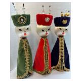 Three Velvet and Satin Christmas Figures