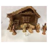 1994 Regal Nativity Set with Wooden Stable and 9 F