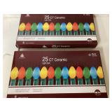 Two Boxes of 25 C7 Ceramic Light Sets by Holiday T