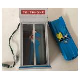 1995 DC Comics Superman Telephone Booth and Batmob