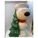 Vintage Snoopy & Woodstock Blowmold With Christmas