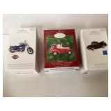 3 Hallmark Keepsake Ornaments: Motorcycle, Roadste