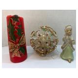 Christmas Decor Items Featuring Candle, Ornament,