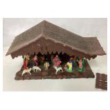Nativity Scene with Stable and Figurines