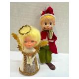 Christmas Figures: Angel and Boy in Festive Outfit