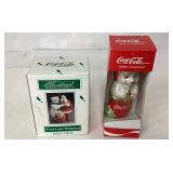 Two Coca-Cola Brand Christmas Ornaments in Origina