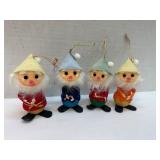 4 Vintage Felt Gnome Ornaments Made in Japan