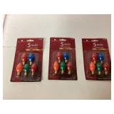 Three Packs of 5 Multi-Colored C7 Christmas Light