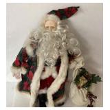 Holiday Santa Claus Figurine in Festive Poinsettia