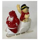 Vintage Christmas Santa and Snowman Decoration on