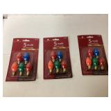 3 Packages of Holiday Time 5 Multi Ceramic Bulbs