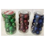 Mini Christmas Ornaments in Red, Green, and Blue