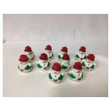 10 Vintage Snowman Ornaments with Red Hats