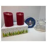 Holiday Decor Lot with LED Candles, Angel Figurine