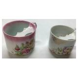Fine Porcelain Mustache Cups with Floral Designs