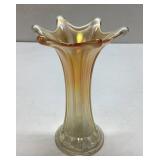Iridescent Glass Vase with Ruffled Edge, Approxima