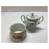 Porcelain Sugar Bowl and Open Dish with Floral Pat